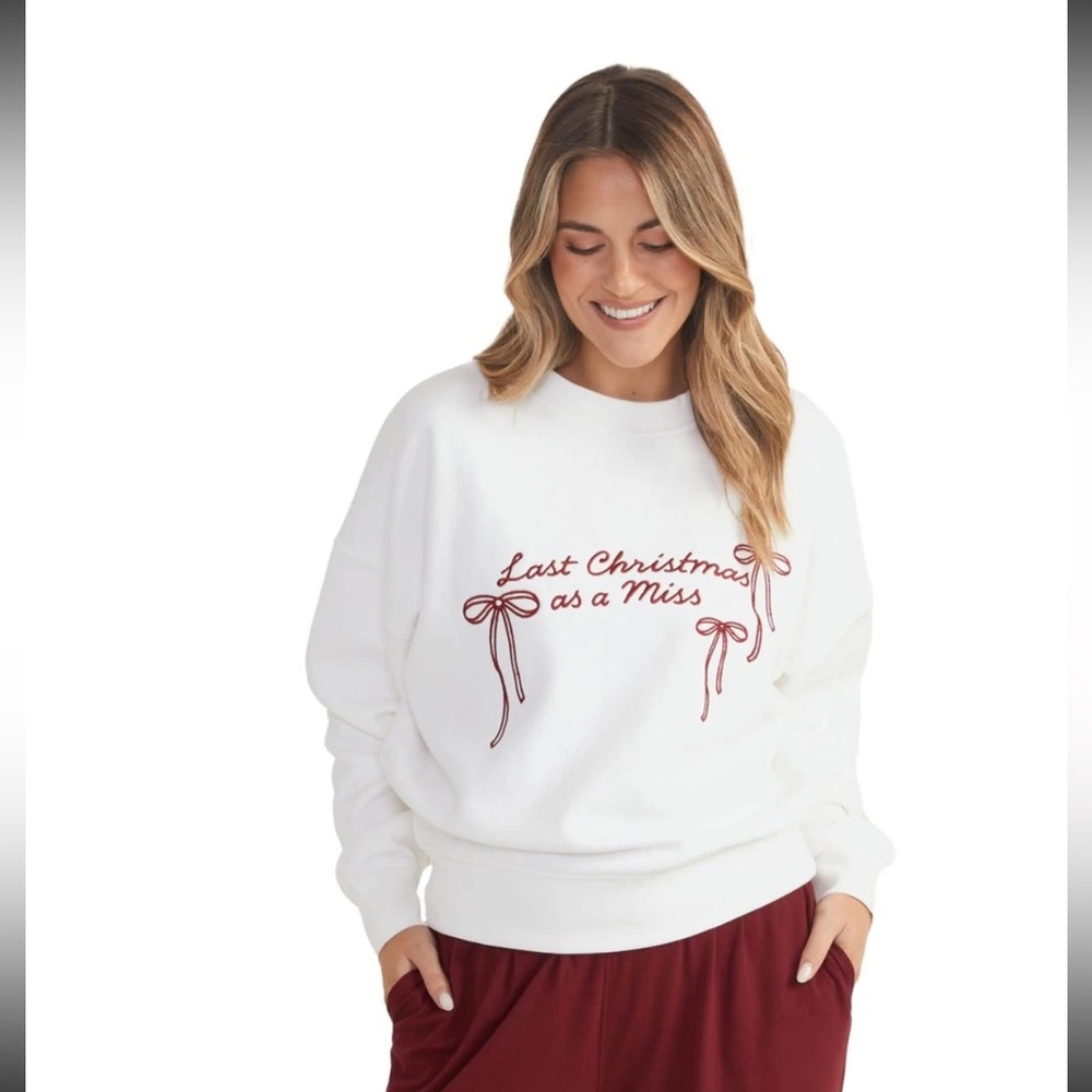 Six Stories White Sweater with Red Embroidery